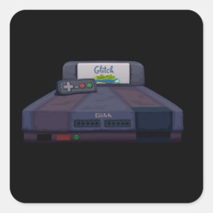 Glitch furniture bed green glitch game console bed square sticker