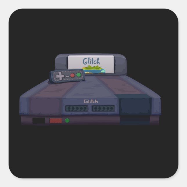 Glitch furniture bed green glitch game console bed square sticker (Front)