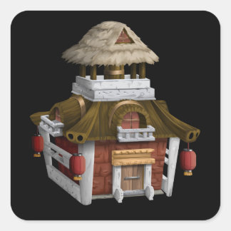 Glitch furniture chassis oriental house square sticker