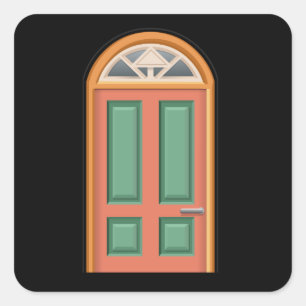Glitch furniture door colour orange wood door square sticker