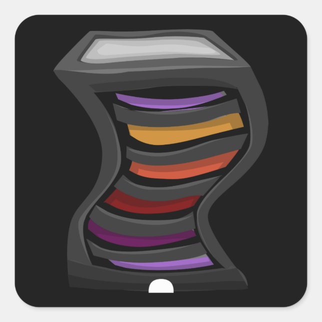 Glitch furniture sidetable dark swirly multicolor square sticker (Front)