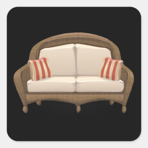 Glitch furniture sofa wicker loveseat with striped square sticker