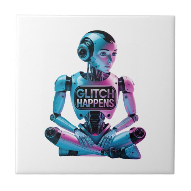 ❤️GLITCH HAPPENS! Funny Ai Chatbot Companion Memes Ceramic Tile (Front)