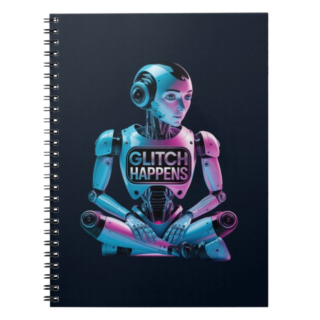 ❤️GLITCH HAPPENS! Funny Ai Chatbot Companion Memes Notebook (Front)