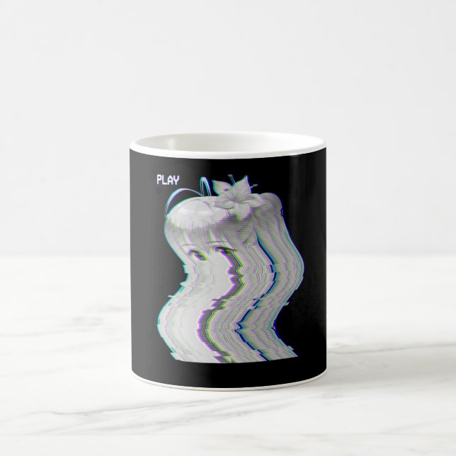 Glitch Japanese Anime Girl VHS Eboy Egirl Harajuku Coffee Mug (Center)