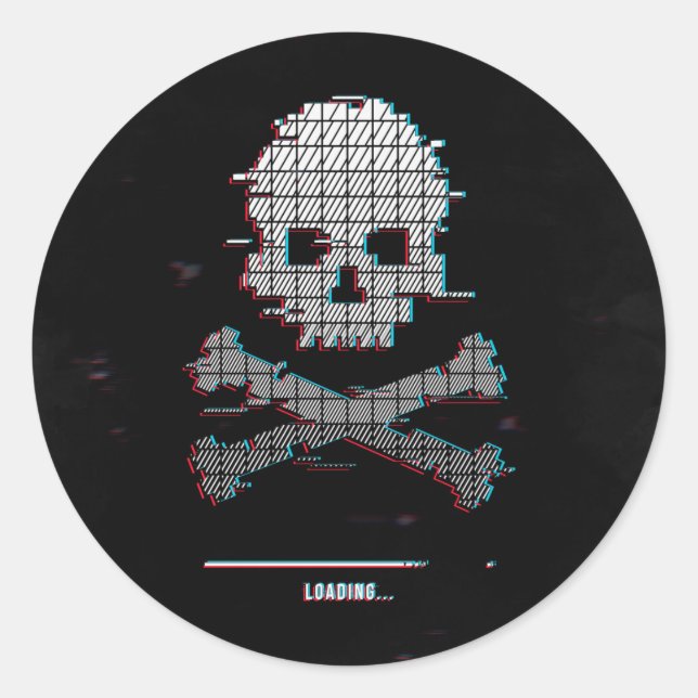 Glitch loading classic round sticker (Front)