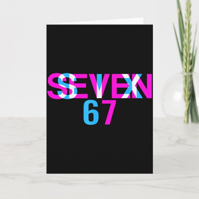 Glitch Optical Illusion Funny Six Seven 67 Meme Ge Card (Front)