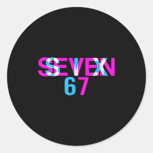 Glitch Optical Illusion Funny Six Seven 67 Meme Ge Classic Round Sticker