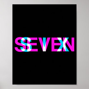 Glitch Optical Illusion Six Seven 6 7 Meme Gen Alp Poster