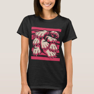 Glitch Paws Cyberpunk Aesthetic Feral Claws Glitch T-Shirt