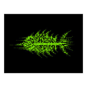 Glitch Pixel Code Fish Wall Art