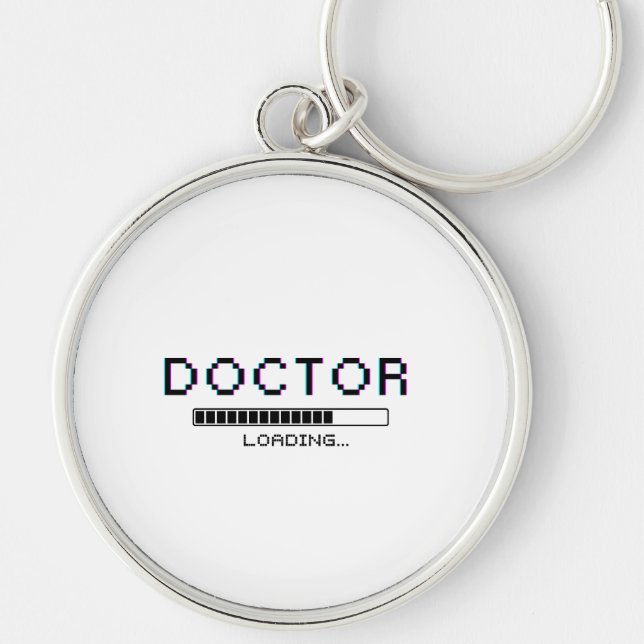 Glitch Pixel Doctor Loading Humor Key Ring (Front)