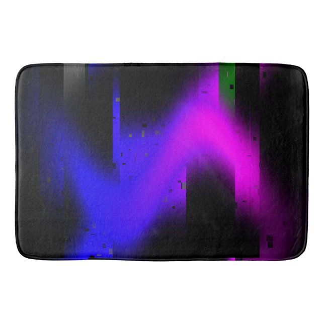 Glitch Plasma Black Bath Mat (Front)