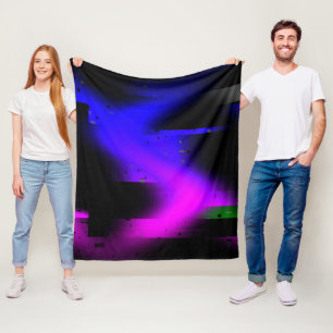 Glitch Plasma Black Fleece Blanket