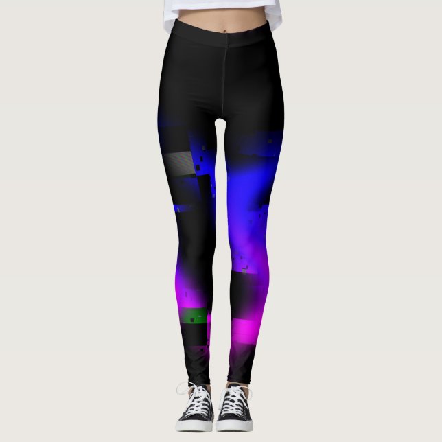 Glitch Plasma Black Leggings (Front)