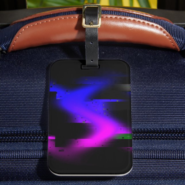 Glitch Plasma Black Luggage Tag (Front Insitu 2)