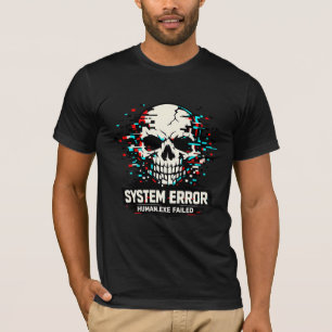 Glitch Skull System Error T-Shirt   Cyberpunk