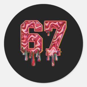 Glitch Swirl Six Seven Drip 6 7 Valentine Day Gen  Classic Round Sticker