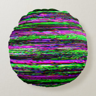 Glitch tech abstract pattern round cushion