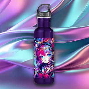 Glitchcore Colourful Anime Girl Artwork  710 Ml Water Bottle