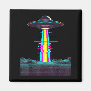 Glitchcore ufo abduction synthwave vaporwave alien magnet