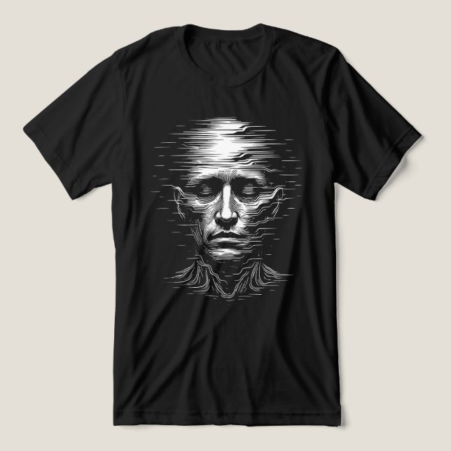 Glitched Human Face – Brutalist Digital Distortion Tri-Blend Shirt (Design Front)