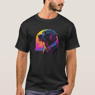 Glitched Out Synthwave Black Labrador Aesthetic T-Shirt