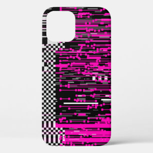 Glitched retro VHS screen with flickers and broken iPhone 12 Case