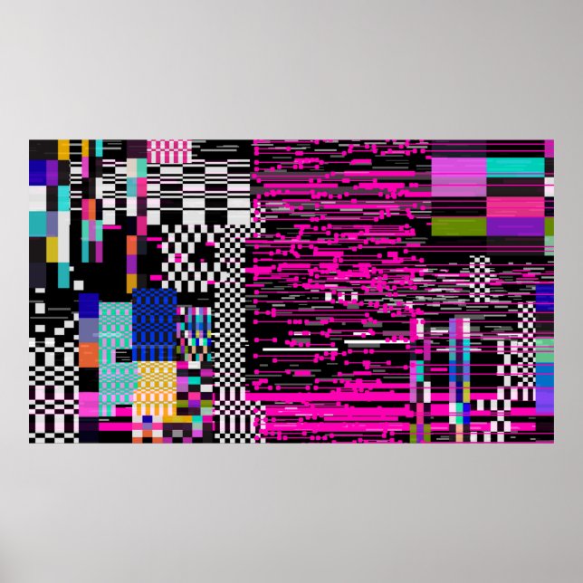 Glitched retro VHS screen with flickers and broken Poster (Front)