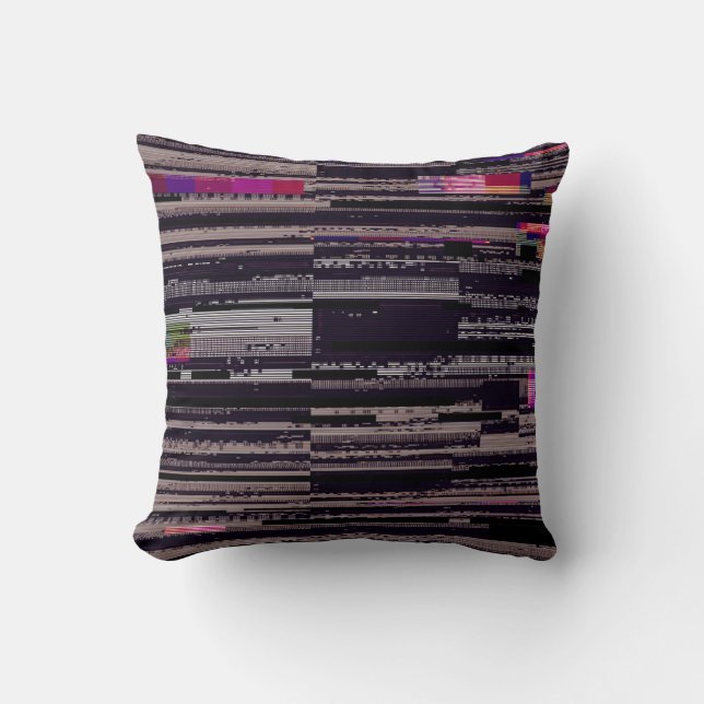 Glitched TV screen with broken pixels. Abstract fu Cushion (Front)