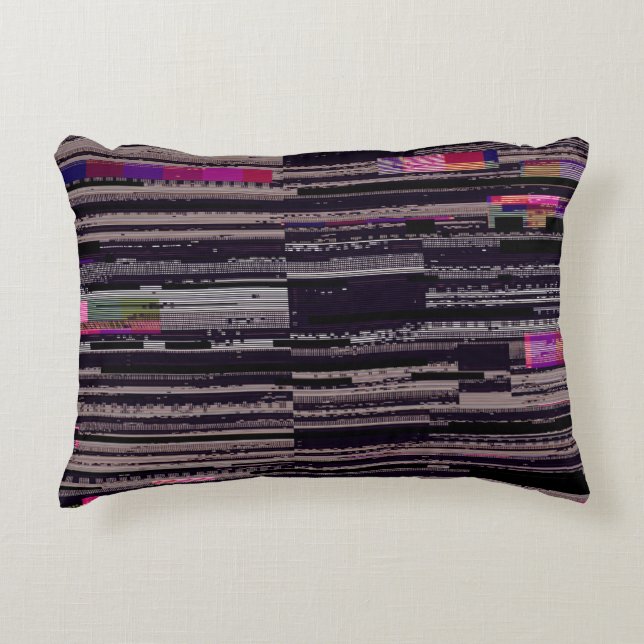 Glitched TV screen with broken pixels. Abstract fu Decorative Cushion (Front)