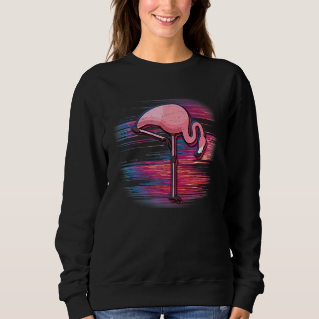 Glitchy Noise Flamingo Vaporwave Sweatshirt (Front)
