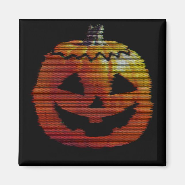 Glitchy TV Pumpkin Magnet (Front)