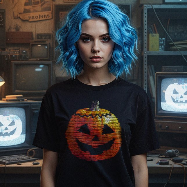 Glitchy TV Pumpkin Women's T-Shirt (Creator Uploaded)