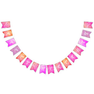 Glitering Heart Colourful  Birthday bunting banner
