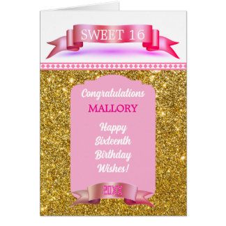 Glitsy! Personalised Sweet 16 Birthday Card