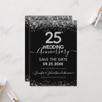 Glitter 25th Wedding Anniversary Invitation