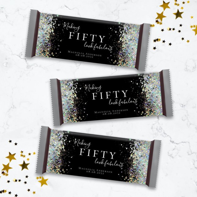 Glitter 50th Birthday Favour Candy Bar Wrapper (Creator Uploaded)