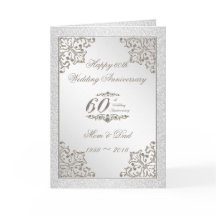 Glitter 60th Diamond Wedding Anniversary Card