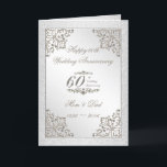Glitter 60th Diamond Wedding Anniversary Card<br><div class="desc">A Creative Card Design featuring a platinum silver colour and glitter diamond design theme with a variety of custom images, shapes, patterns, styles and fonts in this one-of-a-kind "Glitter 60th Diamond Wedding Anniversary" Greeting Card. This elegant and attractive design comes complete with customisable text lettering on the front and interior...</div>