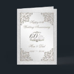 Glitter 60th Diamond Wedding Anniversary Card<br><div class="desc">A Creative Card Design featuring a platinum silver colour and glitter diamond design theme with a variety of custom images, shapes, patterns, styles and fonts in this one-of-a-kind "Glitter 60th Diamond Wedding Anniversary" Greeting Card. This elegant and attractive design comes complete with customisable text lettering on the front and interior...</div>