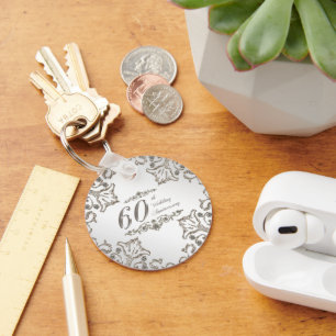 Glitter 60th Diamond Wedding Anniversary Key Chain