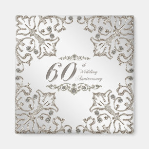 Glitter 60th Diamond Wedding Anniversary Magnet