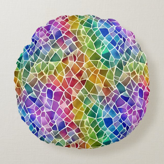 Glitter Abstract Geometric Octagon Round Cushion (Front)