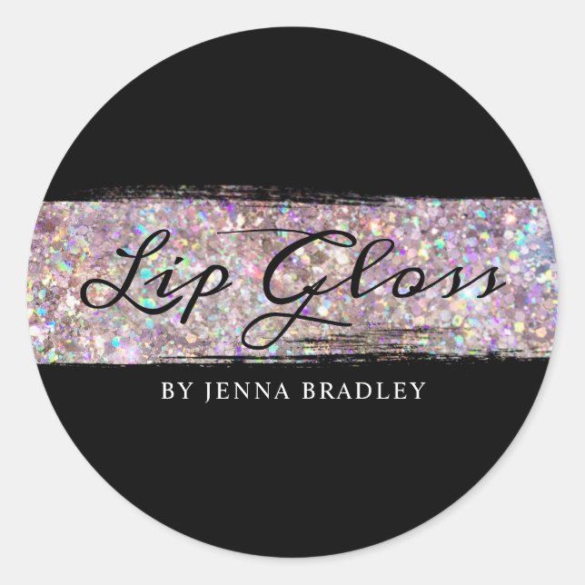 Glitter Abstract Makeup Lip Gloss Stylish Chic Classic Round Sticker (Front)