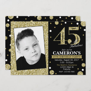 Glitter Adult Milestone Birthday Photo Invitation