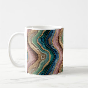 Glitter Agate Pink Teal Coffee Mug