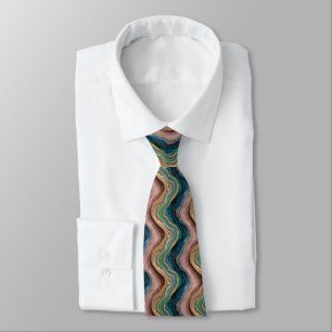 Glitter Agate Pink Teal Neck Tie