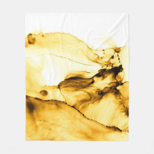 Glitter Alcohol Ink Art. Japanese Ink Style. Beig Fleece Blanket