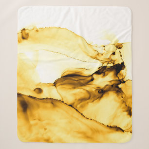 Glitter Alcohol Ink Art. Japanese Ink Style. Beig Sherpa Blanket